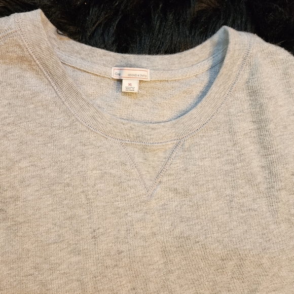 Gap Gray Cropped Crewneck Ribbed Knit Sweatshirt Women's Size XL - Picture 4 of 10